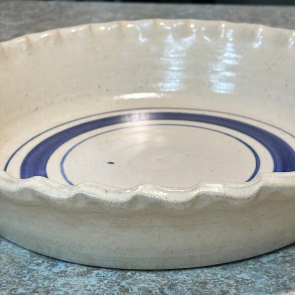 Nettlebed Pottery String Prairie Texas Ruffle Edge Holiday 11" inch Pie Plate - Picture 10 of 11